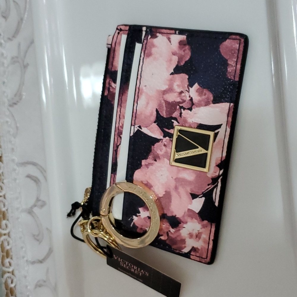 Victoria's Secret Night Bloom Credit Carad Case Coin Wallet & Keychain